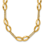Leslie's 14K Polished and Brushed 2-Strand Navette Link Necklace