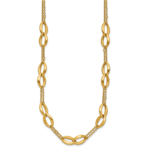 Leslie's 14K Polished and Brushed 2-Strand Navette Link Necklace - Image 2