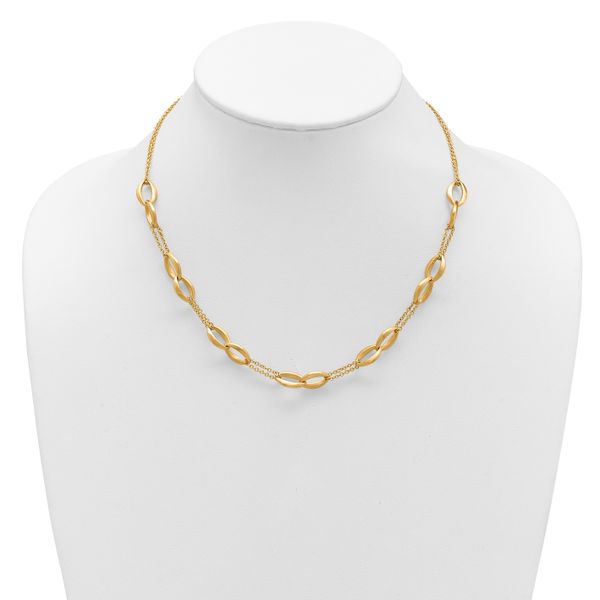Leslie's 14K Polished and Brushed 2-Strand Navette Link Necklace - Image 3