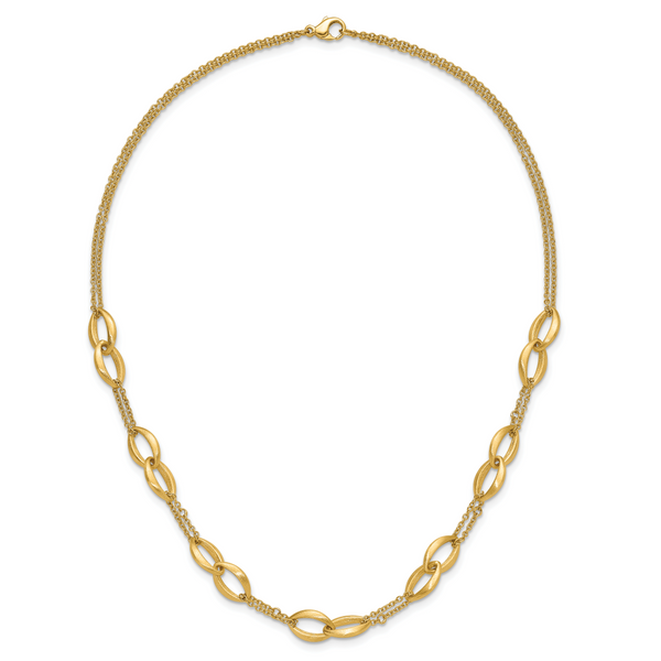 Leslie's 14K Polished and Brushed 2-Strand Navette Link Necklace - Image 4