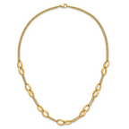 Leslie's 14K Polished and Brushed 2-Strand Navette Link Necklace - Image 4