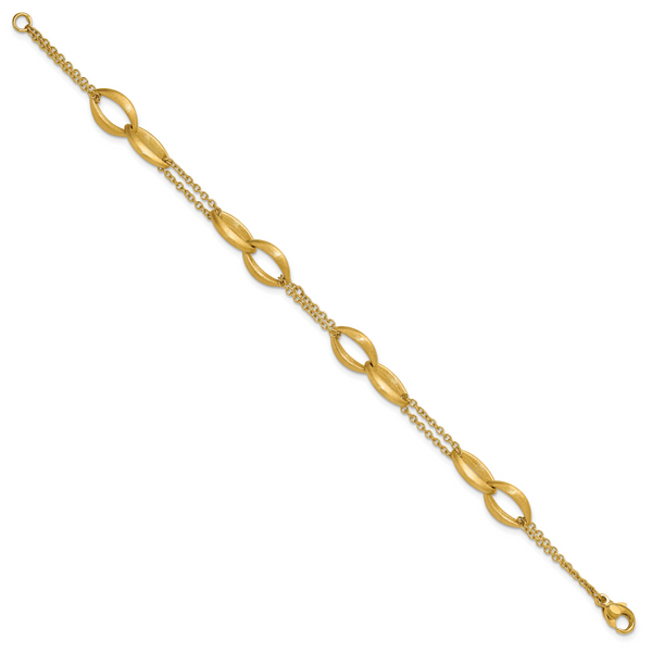 Leslie's 14K Polished and Brushed 2-Strand Navette Link Bracelet - Image 2
