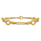 Leslie's 14K Polished and Brushed 2-Strand Navette Link Bracelet - Image 3