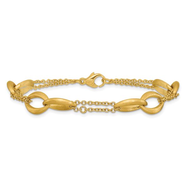Leslie's 14K Polished and Brushed 2-Strand Navette Link Bracelet - Image 3