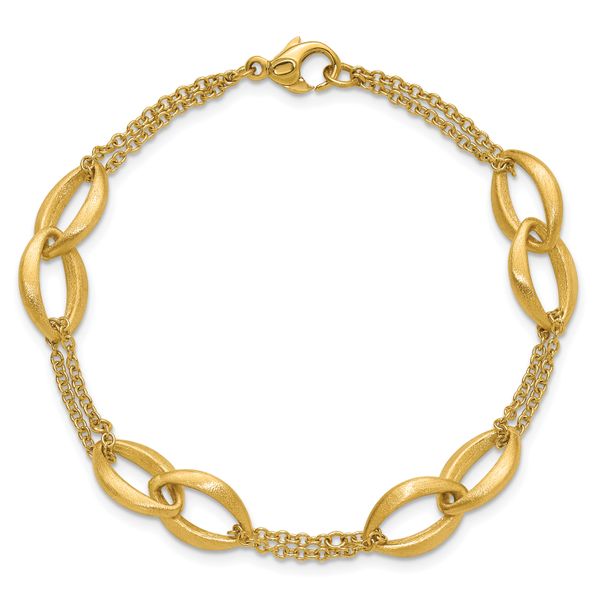 Leslie's 14K Polished and Brushed 2-Strand Navette Link Bracelet - Image 4