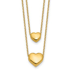 Leslie's 14K Polished Two-Strand Hearts with 1 Inch Ext. Necklace