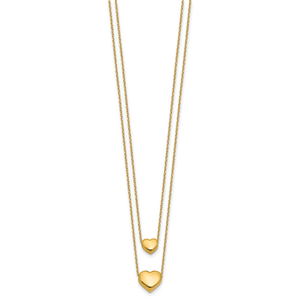 Leslie's 14K Polished Two-Strand Hearts with 1 Inch Ext. Necklace - Image 2