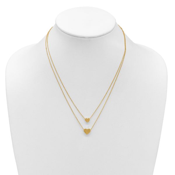 Leslie's 14K Polished Two-Strand Hearts with 1 Inch Ext. Necklace - Image 3