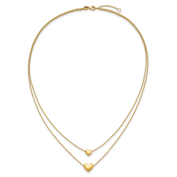 Leslie's 14K Polished Two-Strand Hearts with 1 Inch Ext. Necklace - Image 4