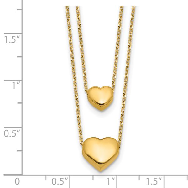 Leslie's 14K Polished Two-Strand Hearts with 1 Inch Ext. Necklace - Image 5