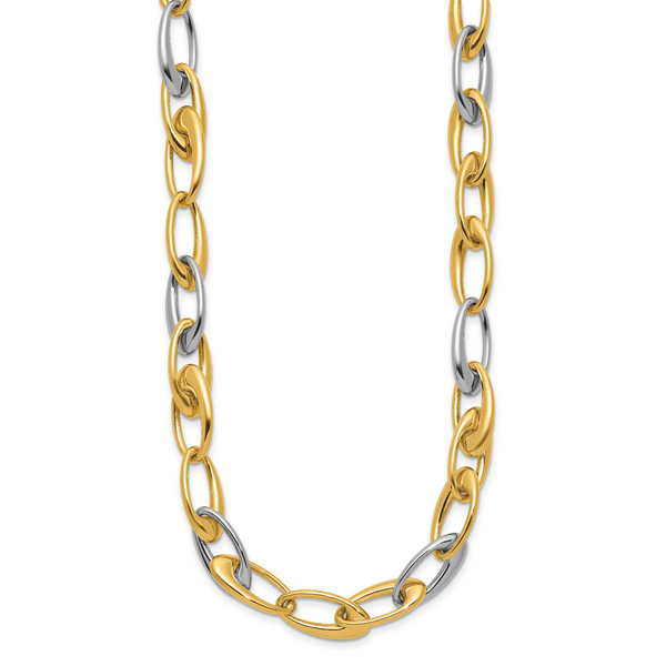 Leslie's 14K Two-tone Polished Tapered Oval Link Necklace - Image 2