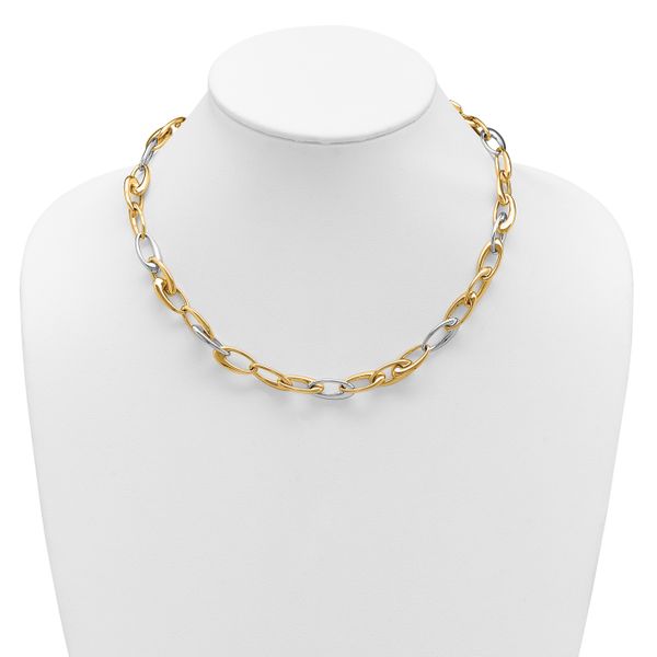 Leslie's 14K Two-tone Polished Tapered Oval Link Necklace - Image 3