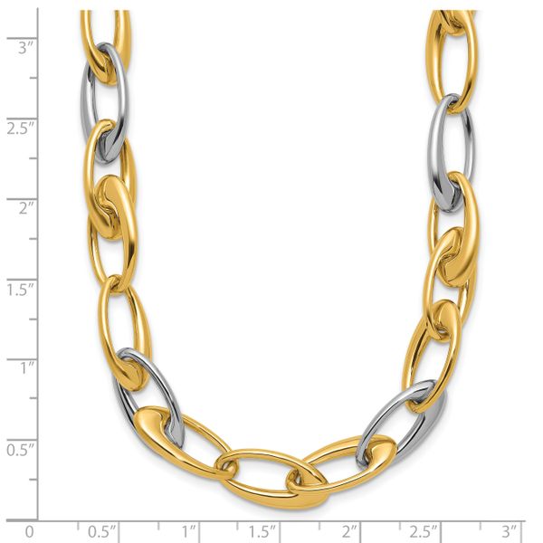 Leslie's 14K Two-tone Polished Tapered Oval Link Necklace - Image 5
