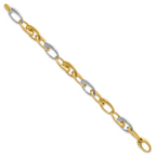 Leslie's 14K Two-tone Polished Tapered Oval Link Bracelet - Image 2