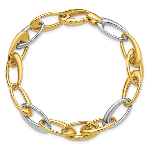 Leslie's 14K Two-tone Polished Tapered Oval Link Bracelet - Image 4