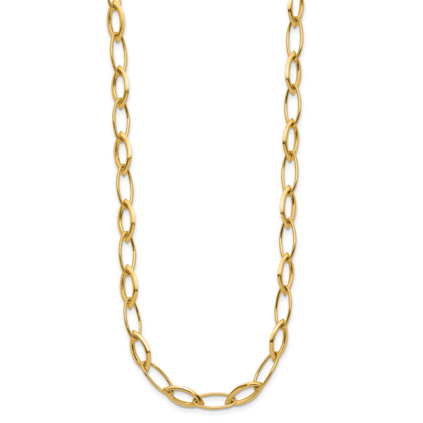 Leslie's 14K Polished Fancy Oval and Navette Link Necklace - Image 2