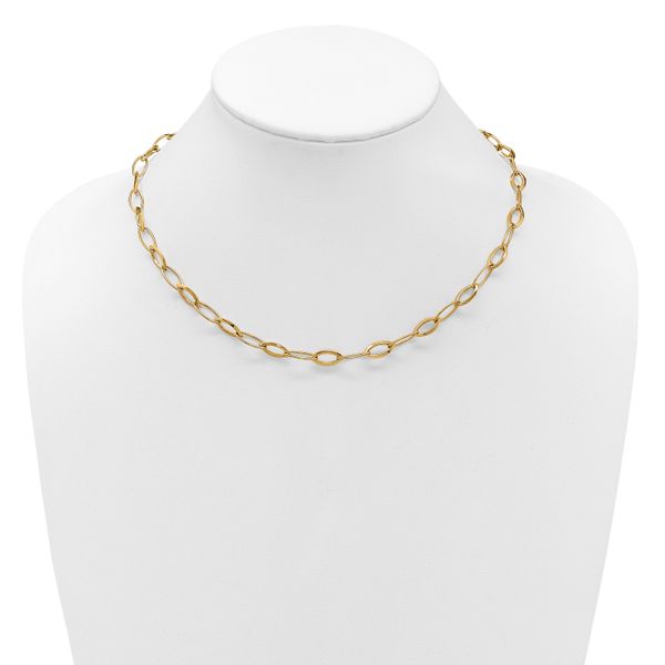 Leslie's 14K Polished Fancy Oval and Navette Link Necklace - Image 3