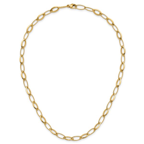 Leslie's 14K Polished Fancy Oval and Navette Link Necklace - Image 4