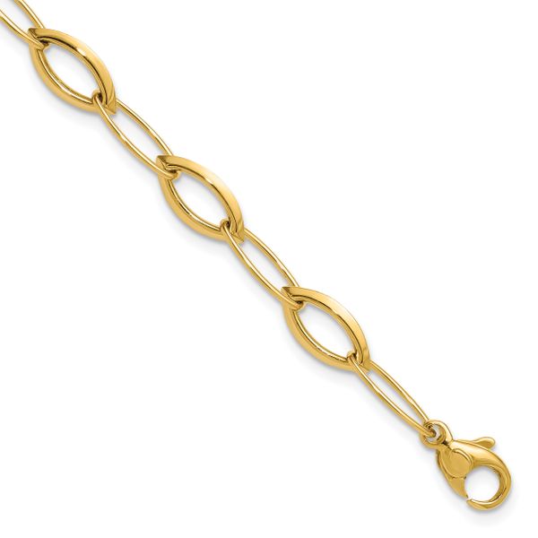 Leslie's 14K Polished Fancy Oval and Navette Link Bracelet