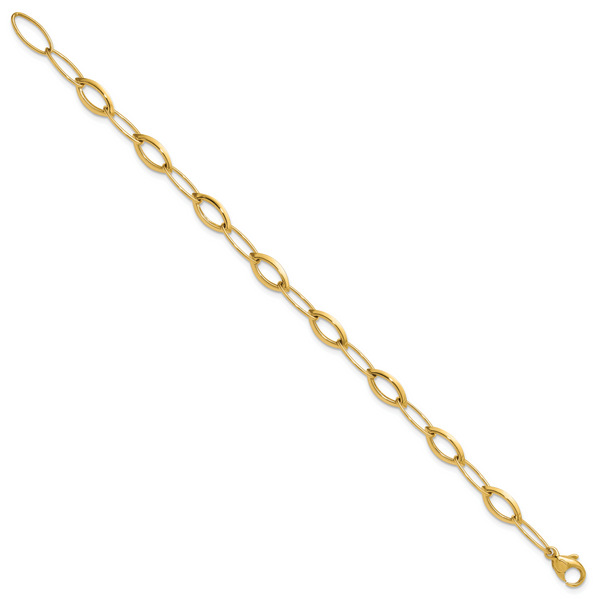 Leslie's 14K Polished Fancy Oval and Navette Link Bracelet - Image 2