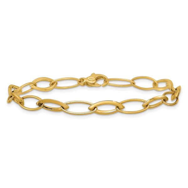 Leslie's 14K Polished Fancy Oval and Navette Link Bracelet - Image 3