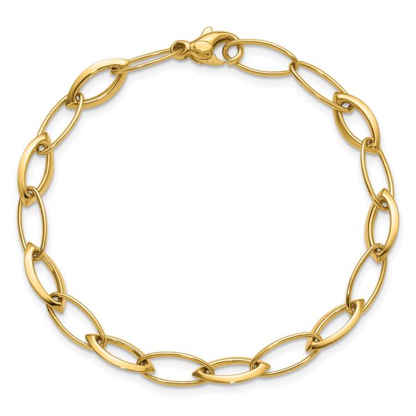 Leslie's 14K Polished Fancy Oval and Navette Link Bracelet - Image 4