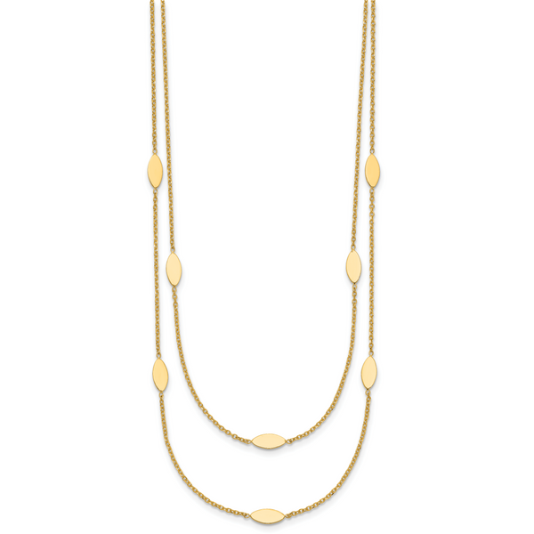 Leslie's 14K Polished Fancy 2-Strand Navette w/ 2in Ext. Necklace - Image 2