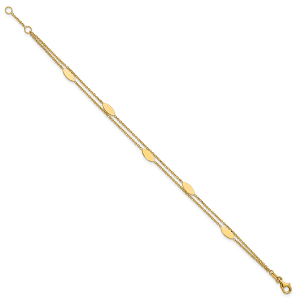 Leslie's 14K Polished Fancy 2-Strand Navette w/ .5in Ext. Bracelet - Image 2
