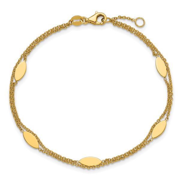 Leslie's 14K Polished Fancy 2-Strand Navette w/ .5in Ext. Bracelet - Image 4