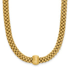 Leslie's 14K Polished and Brushed Bead Popcorn Mesh Necklace
