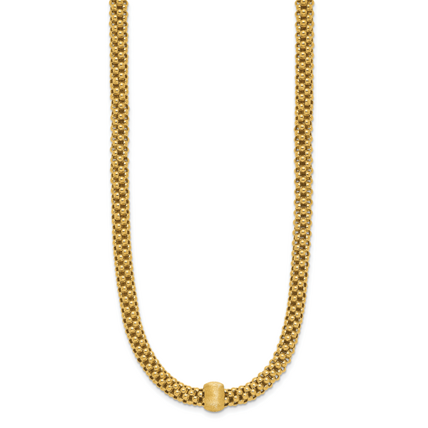 Leslie's 14K Polished and Brushed Bead Popcorn Mesh Necklace - Image 2