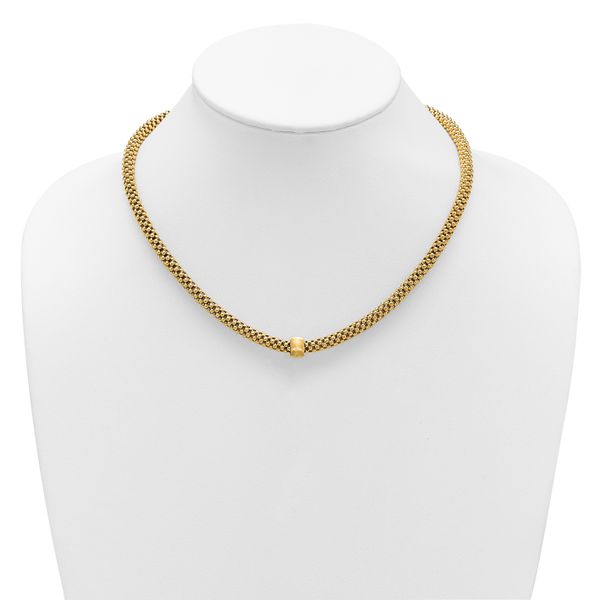 Leslie's 14K Polished and Brushed Bead Popcorn Mesh Necklace - Image 3