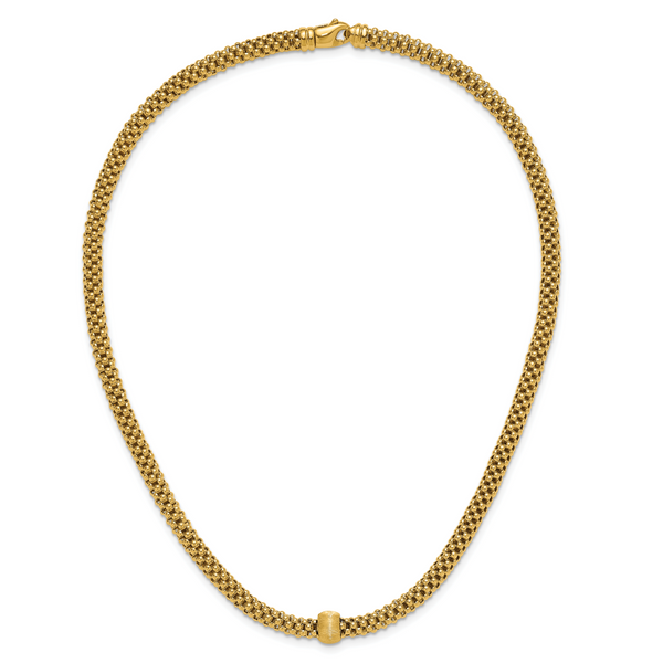 Leslie's 14K Polished and Brushed Bead Popcorn Mesh Necklace - Image 4