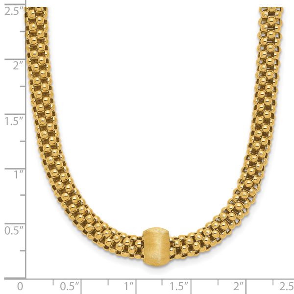 Leslie's 14K Polished and Brushed Bead Popcorn Mesh Necklace - Image 5