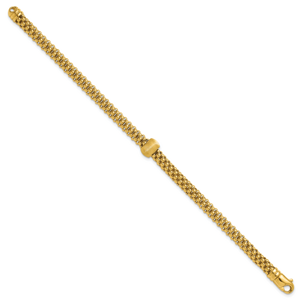 Leslie's 14K Polished and Brushed Bead Popcorn Mesh Bracelet - Image 2