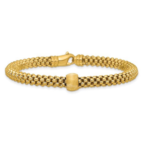 Leslie's 14K Polished and Brushed Bead Popcorn Mesh Bracelet - Image 3