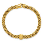 Leslie's 14K Polished and Brushed Bead Popcorn Mesh Bracelet - Image 4