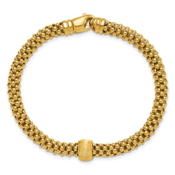 Leslie's 14K Polished and Brushed Bead Popcorn Mesh Bracelet - Image 4