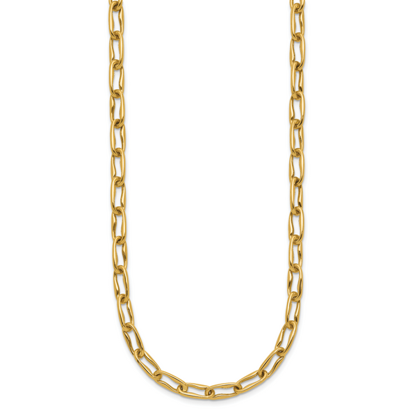 Leslie's 14K Polished Fancy Wavy Elongated Oval Link Necklace - Image 2