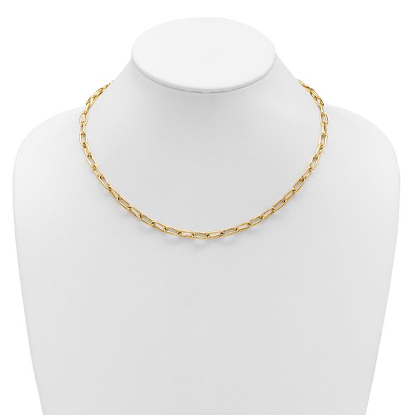 Leslie's 14K Polished Fancy Wavy Elongated Oval Link Necklace - Image 3