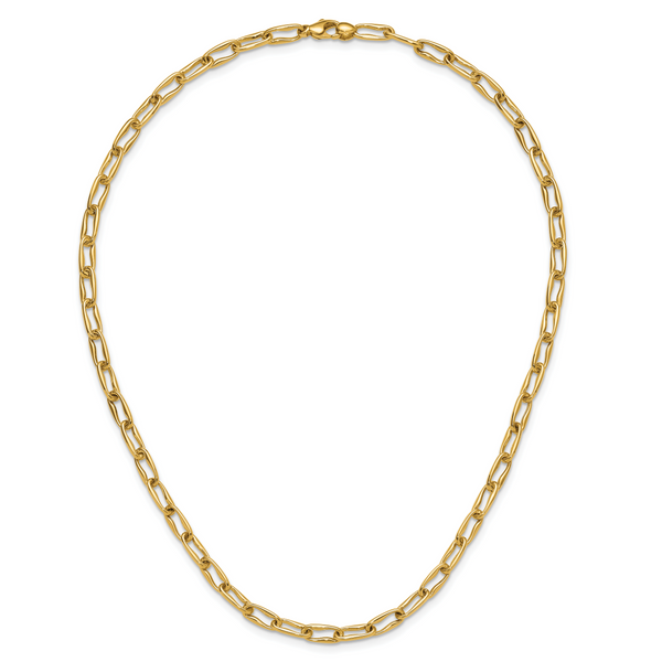 Leslie's 14K Polished Fancy Wavy Elongated Oval Link Necklace - Image 4