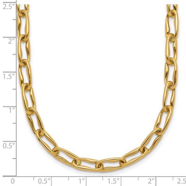 Leslie's 14K Polished Fancy Wavy Elongated Oval Link Necklace - Image 5