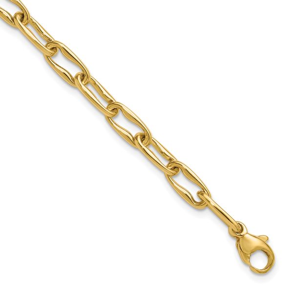 Leslie's 14K Polished Fancy Wavy Elongated Oval Link Bracelet