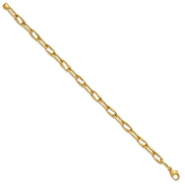 Leslie's 14K Polished Fancy Wavy Elongated Oval Link Bracelet - Image 2