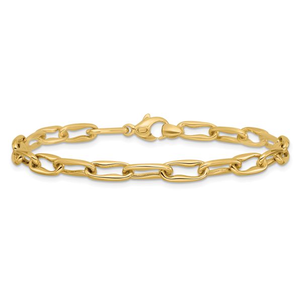 Leslie's 14K Polished Fancy Wavy Elongated Oval Link Bracelet - Image 3