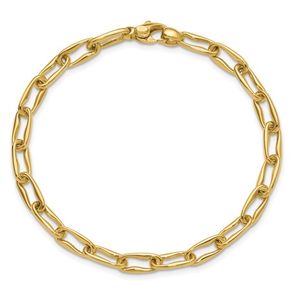 Leslie's 14K Polished Fancy Wavy Elongated Oval Link Bracelet - Image 4
