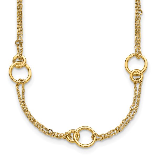 Leslie's 14K Polished 2-Strand Double Circle w/ 2in Ext. Necklace