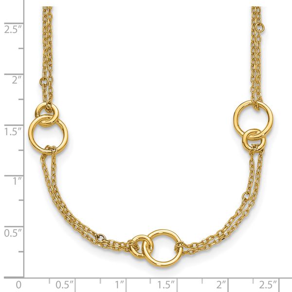 Leslie's 14K Polished 2-Strand Double Circle w/ 2in Ext. Necklace - Image 5