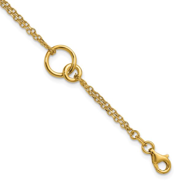 Leslie's 14K Polished 2-Strand Double Circle w/ .5in Ext. Bracelet