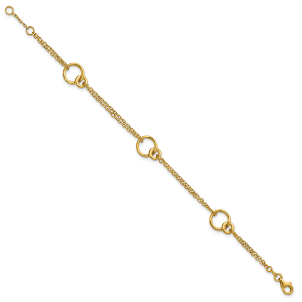 Leslie's 14K Polished 2-Strand Double Circle w/ .5in Ext. Bracelet - Image 2